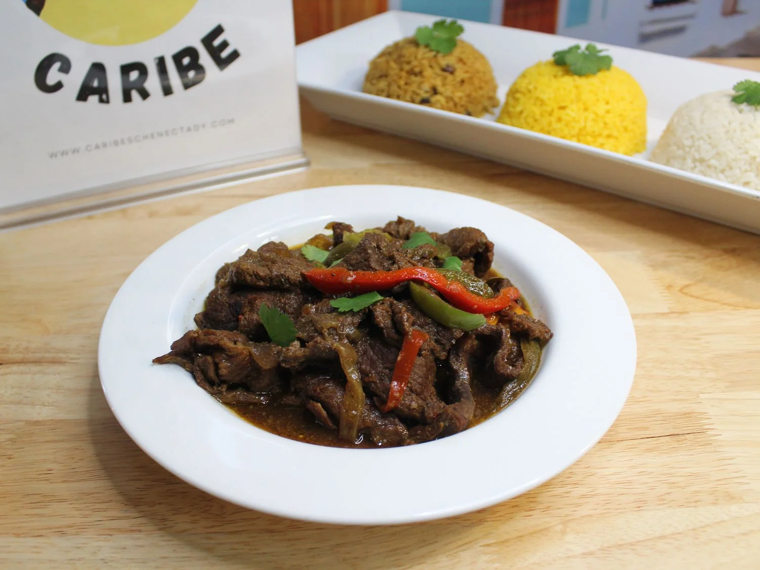 Famous pepper steak with peppers and onions at Caribe